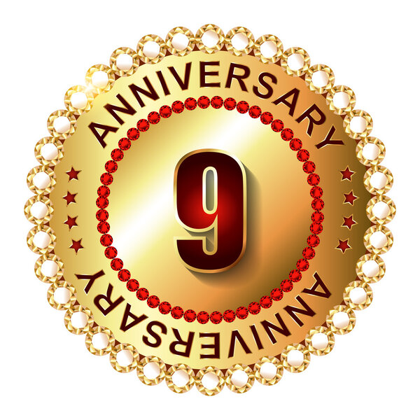 9 Years anniversary golden label.