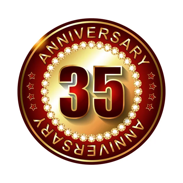 35 ans label d'or anniversaire . — Image vectorielle