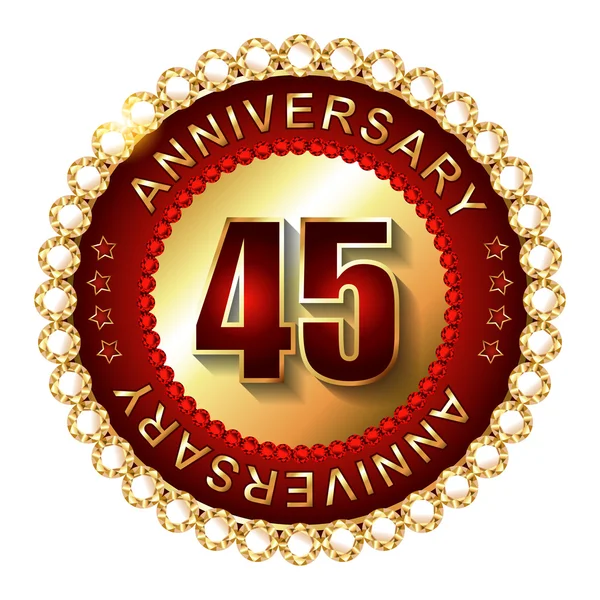 45 Years anniversary golden label. — Stock Vector