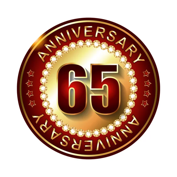 65 Years anniversary golden label. — Stock Vector