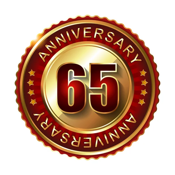 65 ans label d'or anniversaire . — Image vectorielle