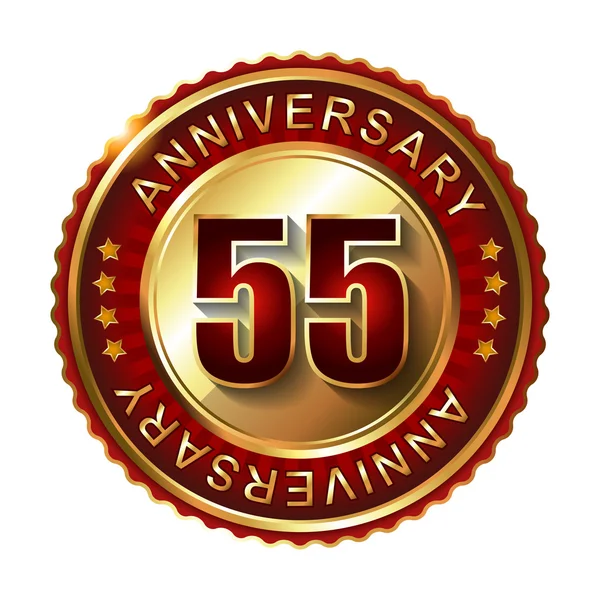 55 Years anniversary golden label. — Stock Vector