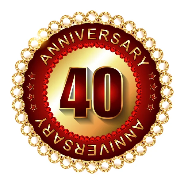 40 ans label d'or anniversaire . — Image vectorielle