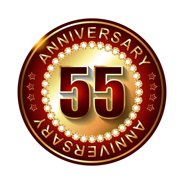 55 Years anniversary golden label. — Stock Vector