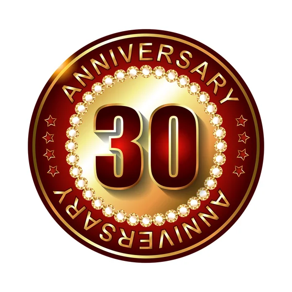 30 ans label d'or anniversaire . — Image vectorielle