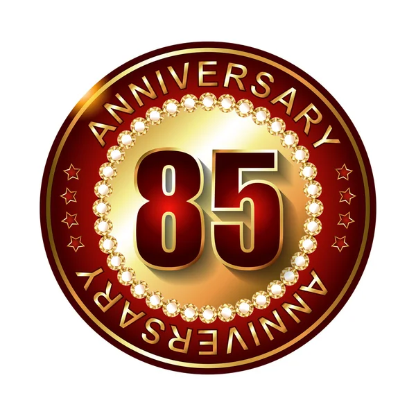 85 Years anniversary golden label. — Stock Vector