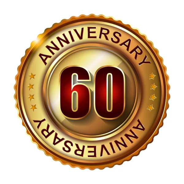 60 Years anniversary golden label. — Stock Vector