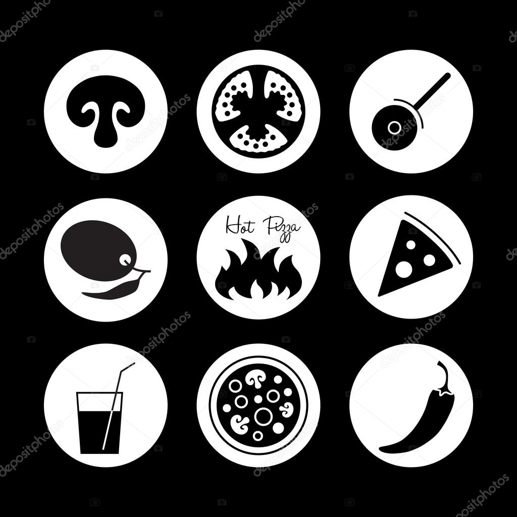Icons set for Italian pizza.