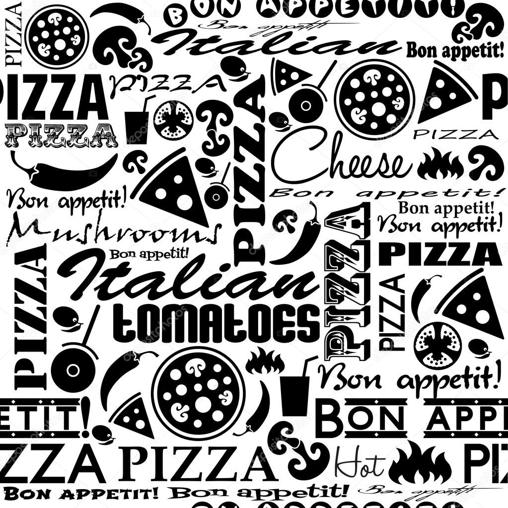 Pizza blanco y negro imágenes de stock de arte vectorial | Depositphotos