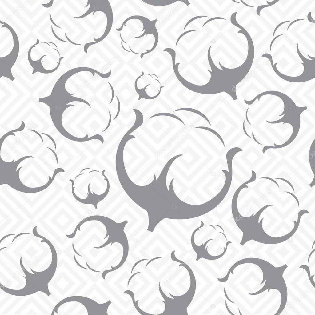 Cotton seamless pattern. grey and white. vector illustration