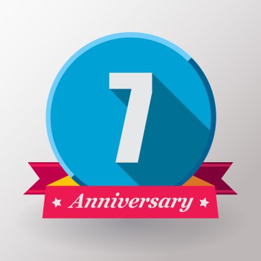7 Anniversary label with ribbon clipart
