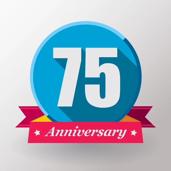 Etiqueta 75 aniversario con cinta — Vector de stock