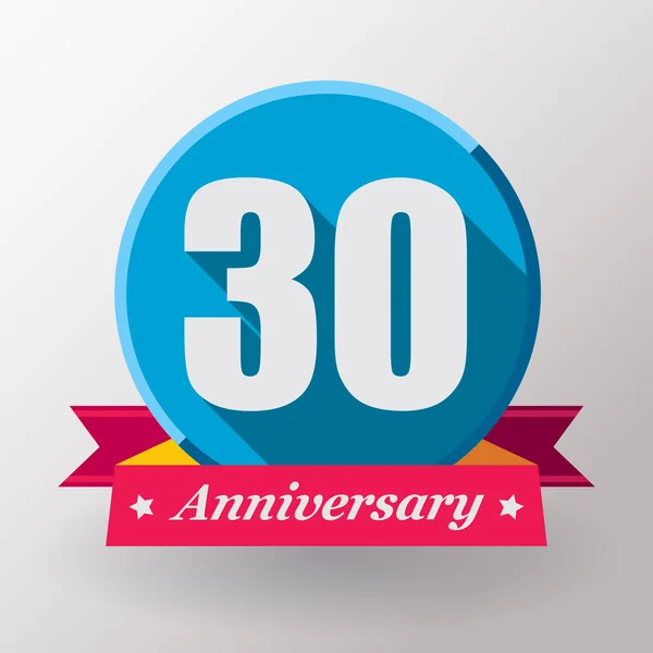 30 Rótulo de aniversário com fita — Vetor de Stock