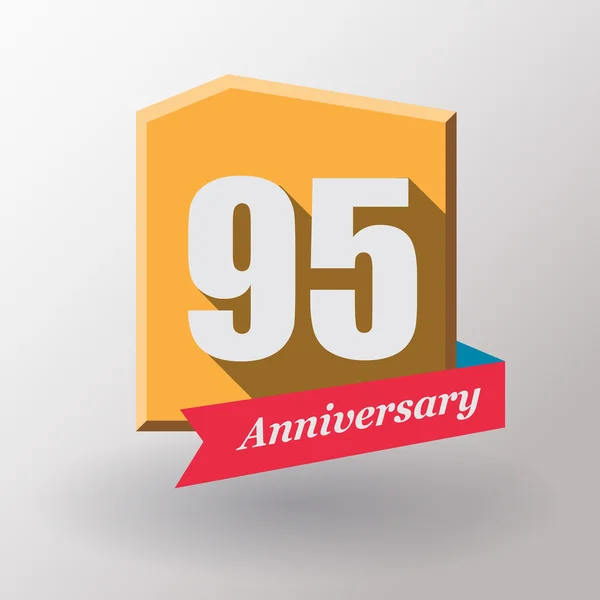 95 Anniversary label with ribbon — Stock Vector