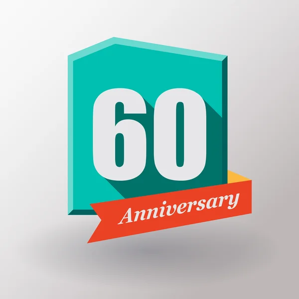 60 årsdagen etikett med band — Stock vektor