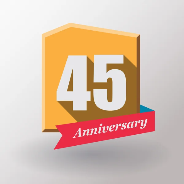 45 Rótulo de aniversário com fita — Vetor de Stock