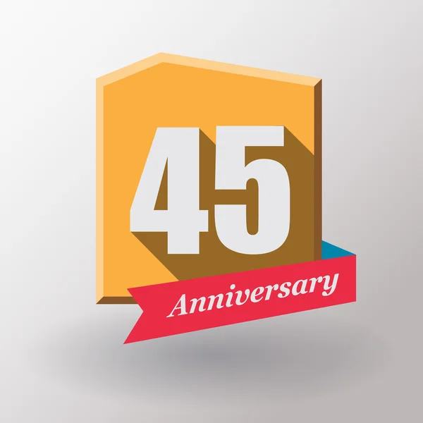 45 Anniversary label with ribbon — Stock Vector