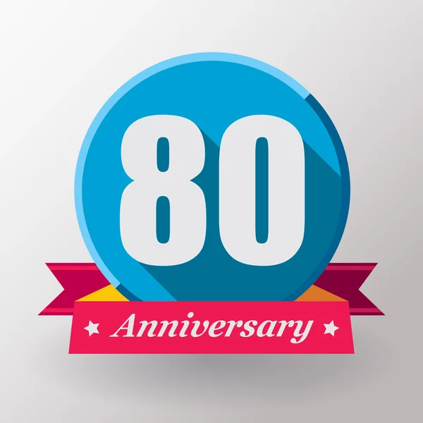 Etiqueta de aniversário 80 com fita — Vetor de Stock