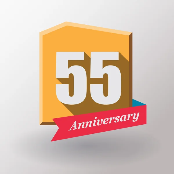 55 verjaardag label met lint — Stockvector