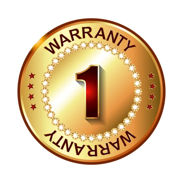 1 year warranty golden label — Stock Vector