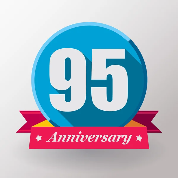 95 Anniversary label with ribbon — Stock Vector