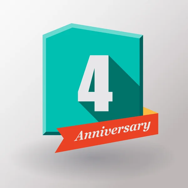 Etiqueta de aniversario 4 con cinta — Vector de stock