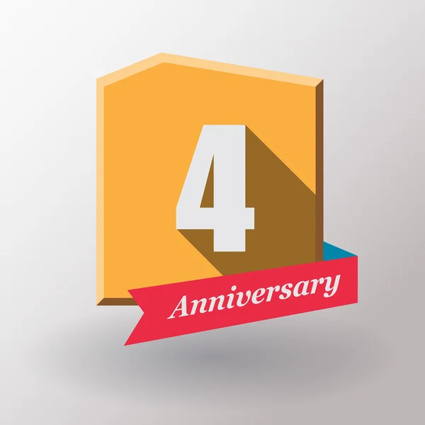 4 Anniversary label with ribbon — Stock Vector