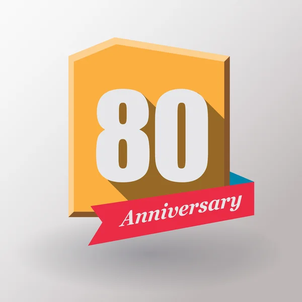 Etiqueta 80 aniversario con cinta — Vector de stock