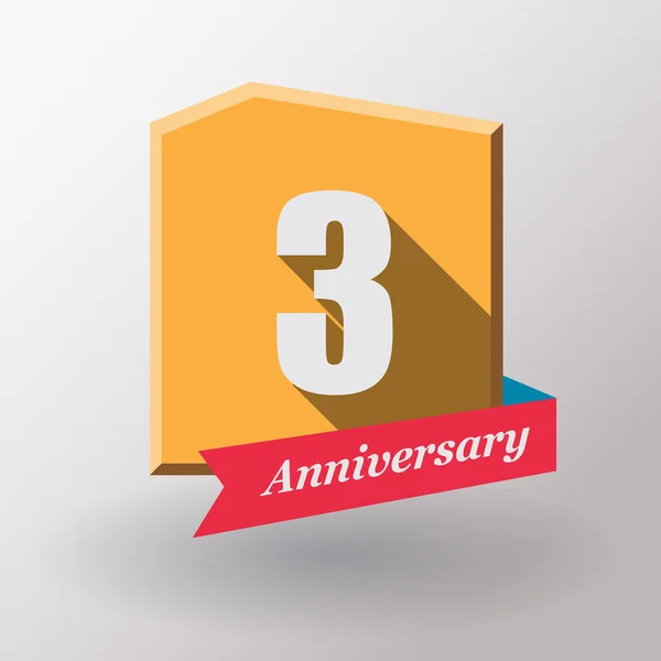 3 Anniversary label with ribbon — Stock Vector