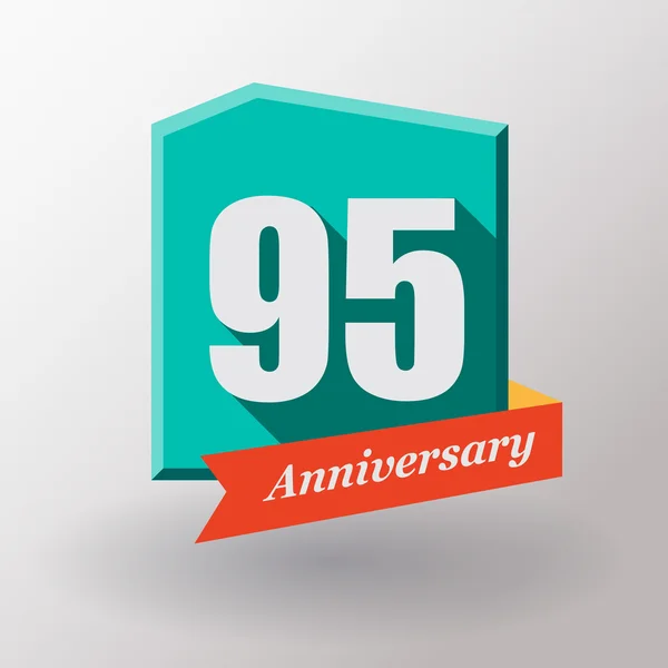 95 Anniversary label with ribbon — Stock Vector