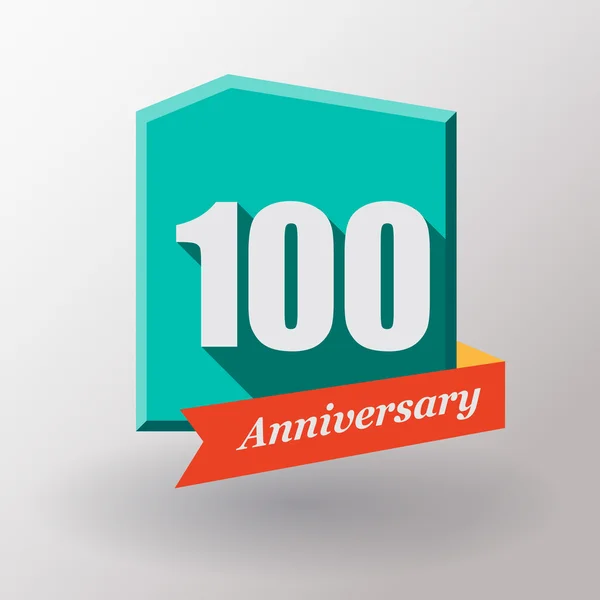 100 Etichetă aniversară cu panglică — Vector de stoc