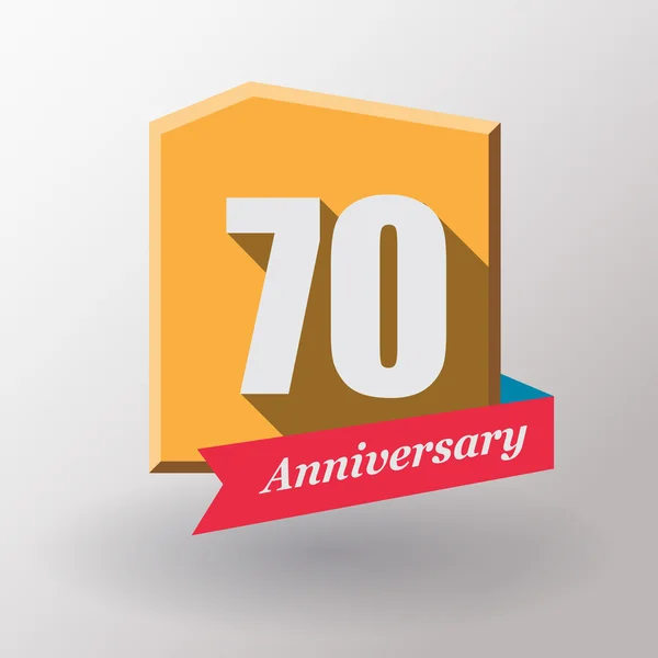 70 Étiquette anniversaire avec ruban — Image vectorielle