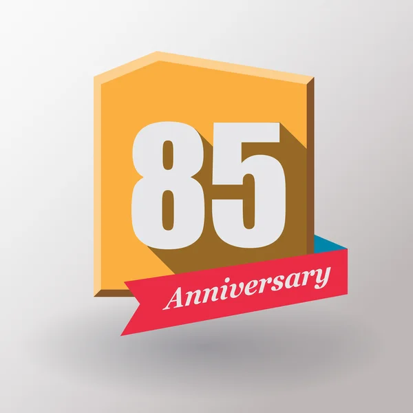 85 Anniversary label with ribbon — Stock Vector