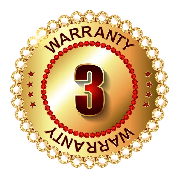 3 years warranty golden label — Stock Vector