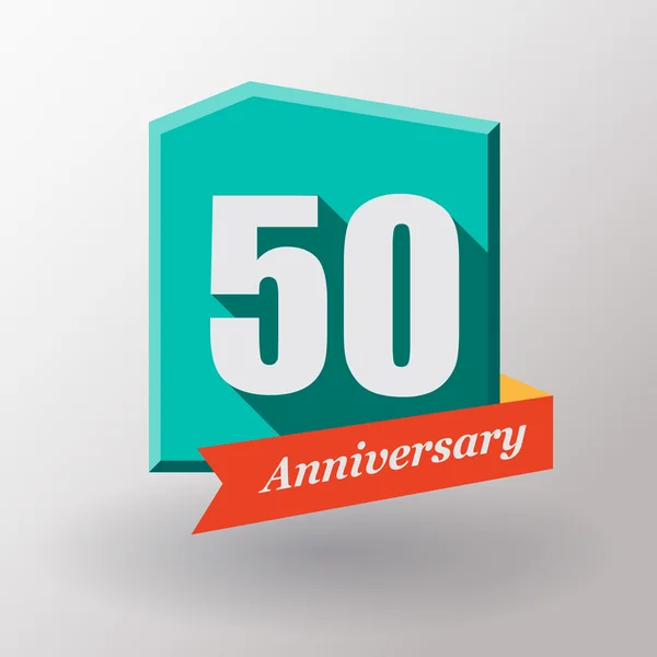 50 Rótulo de aniversário com fita — Vetor de Stock