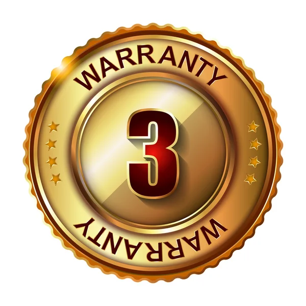 3 years warranty golden label — Stock Vector