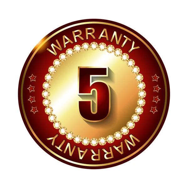 5 years warranty golden label — Stock Vector