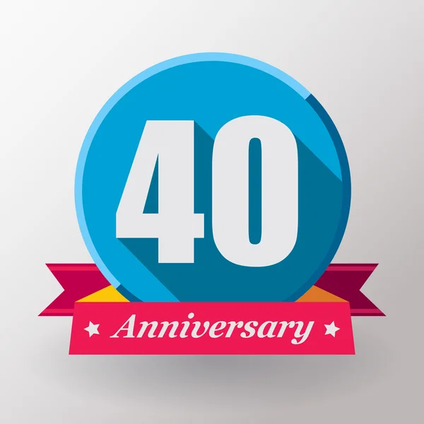 40 Anniversary label with ribbon — Stock Vector