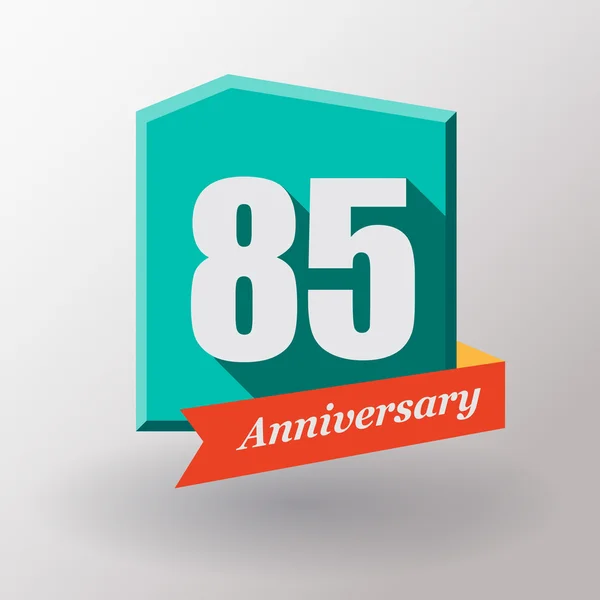 85 Anniversary label with ribbon — Stock Vector