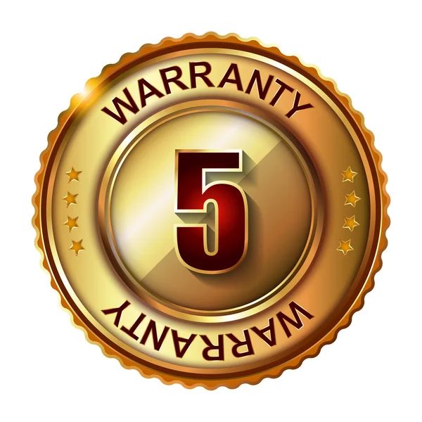 5 years warranty golden label — Stock Vector