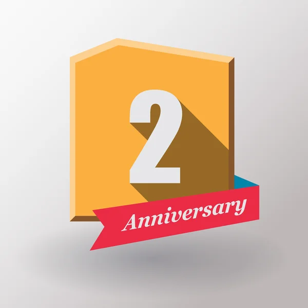 2 Anniversary label with ribbon — Stock Vector