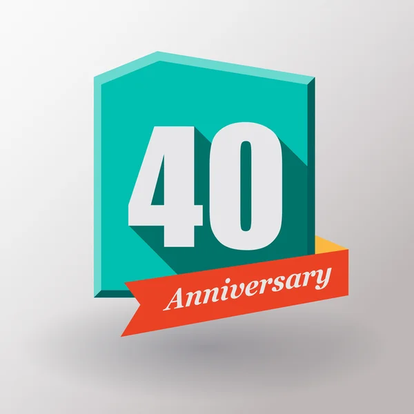 40 Anniversary label with ribbon — Stock Vector
