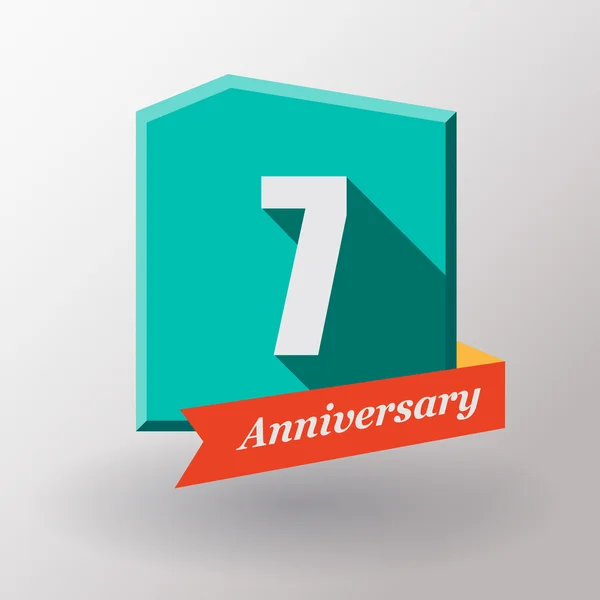 7 Anniversary label with ribbon — Stock Vector