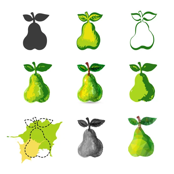 Handgemaakte aquarel grunge pear — Stockvector