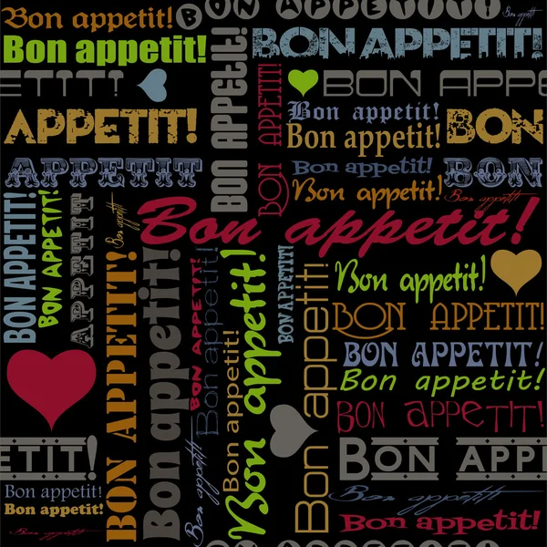 Naadloze "bon appetit!" patroon — Stockvector