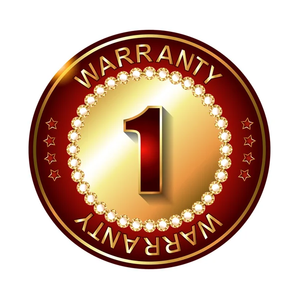 1 year warranty golden label — Stock Vector