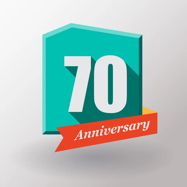 Etiqueta 70 aniversario con cinta — Vector de stock