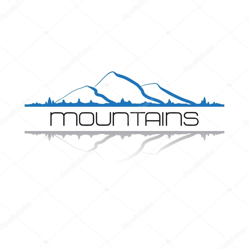 Mountains icon symbol or logo, isolated on white background