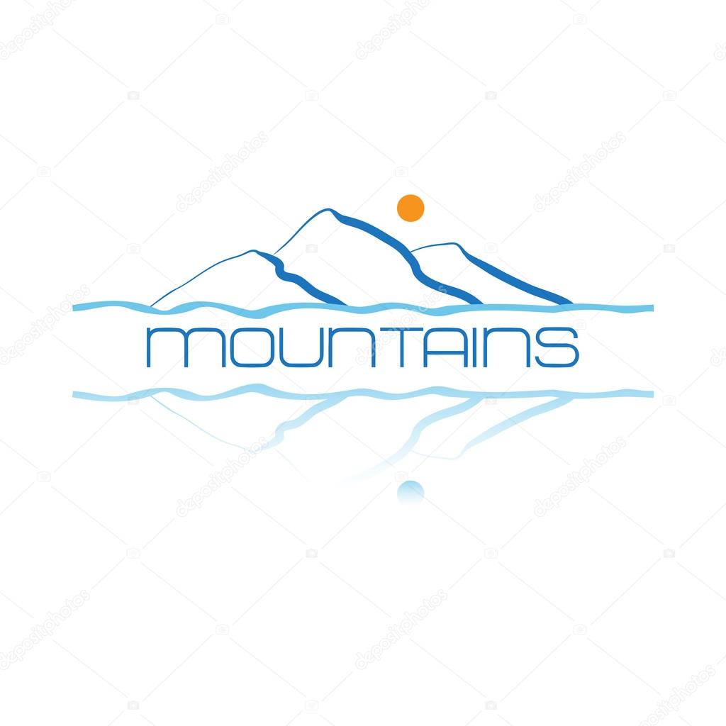 Mountains icon symbol or logo, isolated on white background