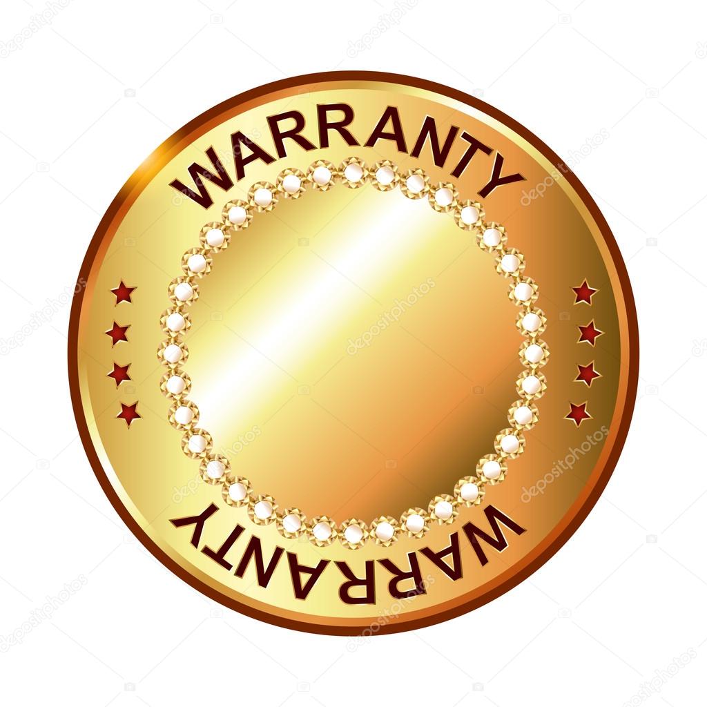 Warranty golden label with ribbon